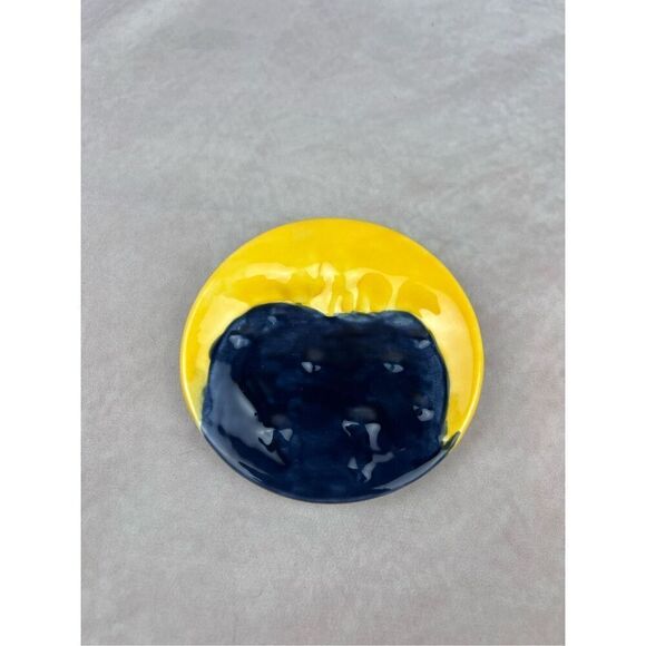 Vintage 90s Celestial Moon Pottery Dish Art Decor Trinket Dish - Picture 3 of 6